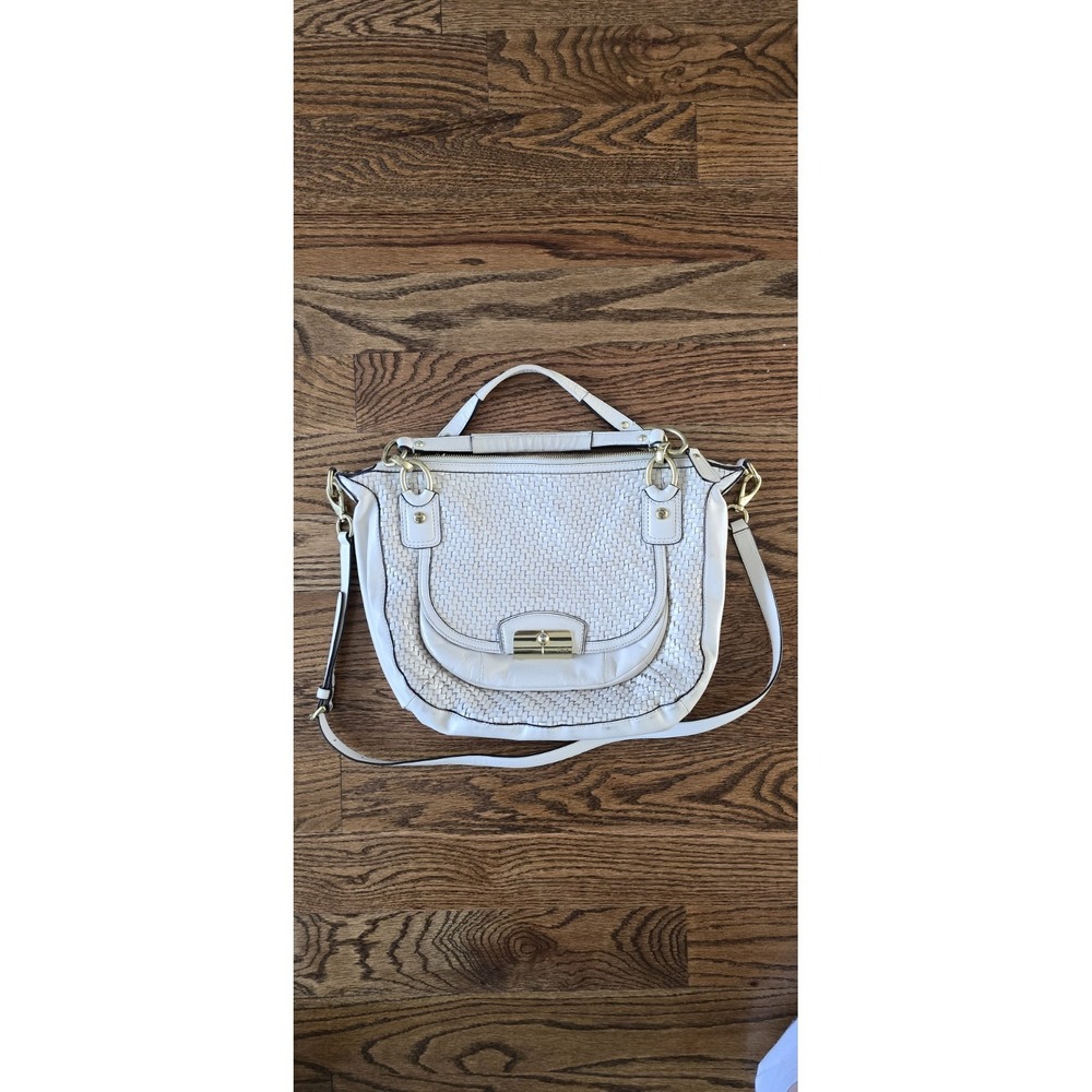 VINTAGE COACH Kristin Woven Leather Crossbody/Satchel Shoulder Bag White - Picture 11 of 11